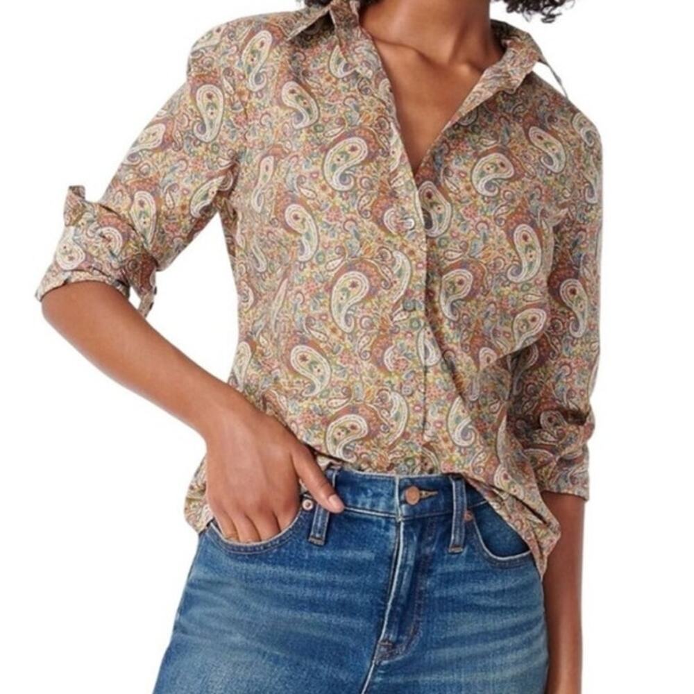 J Crew Liberty Fabric Lee Manor Paisley Slim Perfect Shirt Size 00